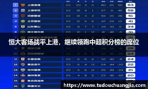 恒大客场战平上港，继续领跑中超积分榜的席位